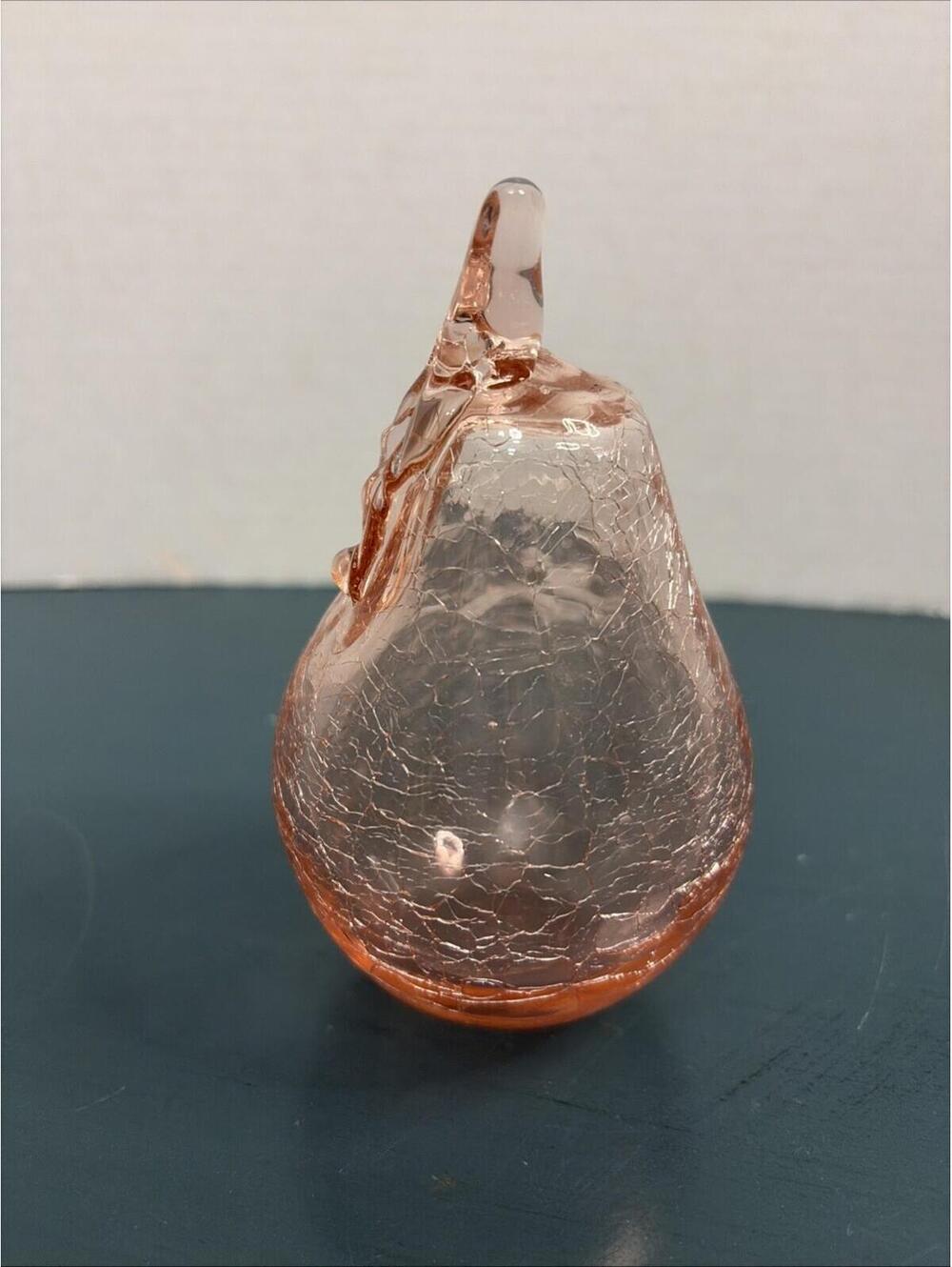 Vintage Pink Crackle Glass Pear